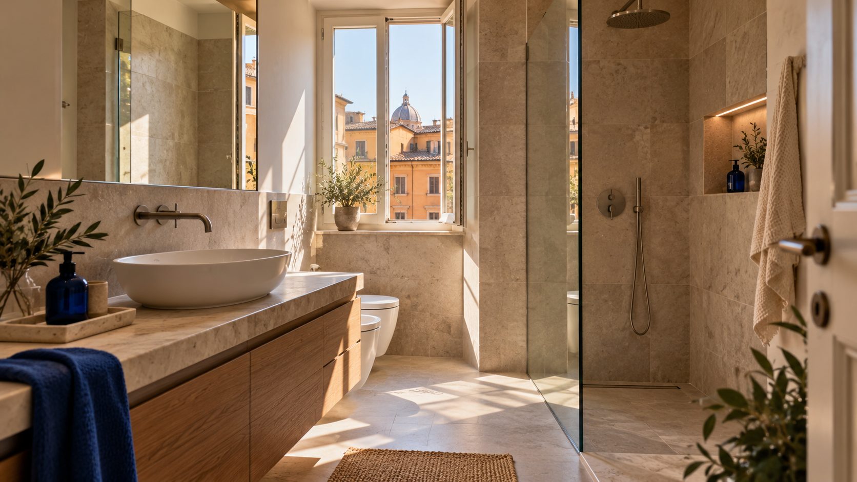 Bagno ristrutturato in un appartamento di Roma, esempio di lavoro finito da mostrare online